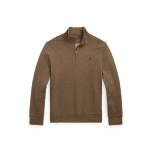 Polo Ralph Lauren Herringbone Jersey Pullover Quarter Zip Sweater Brown Sz XXL